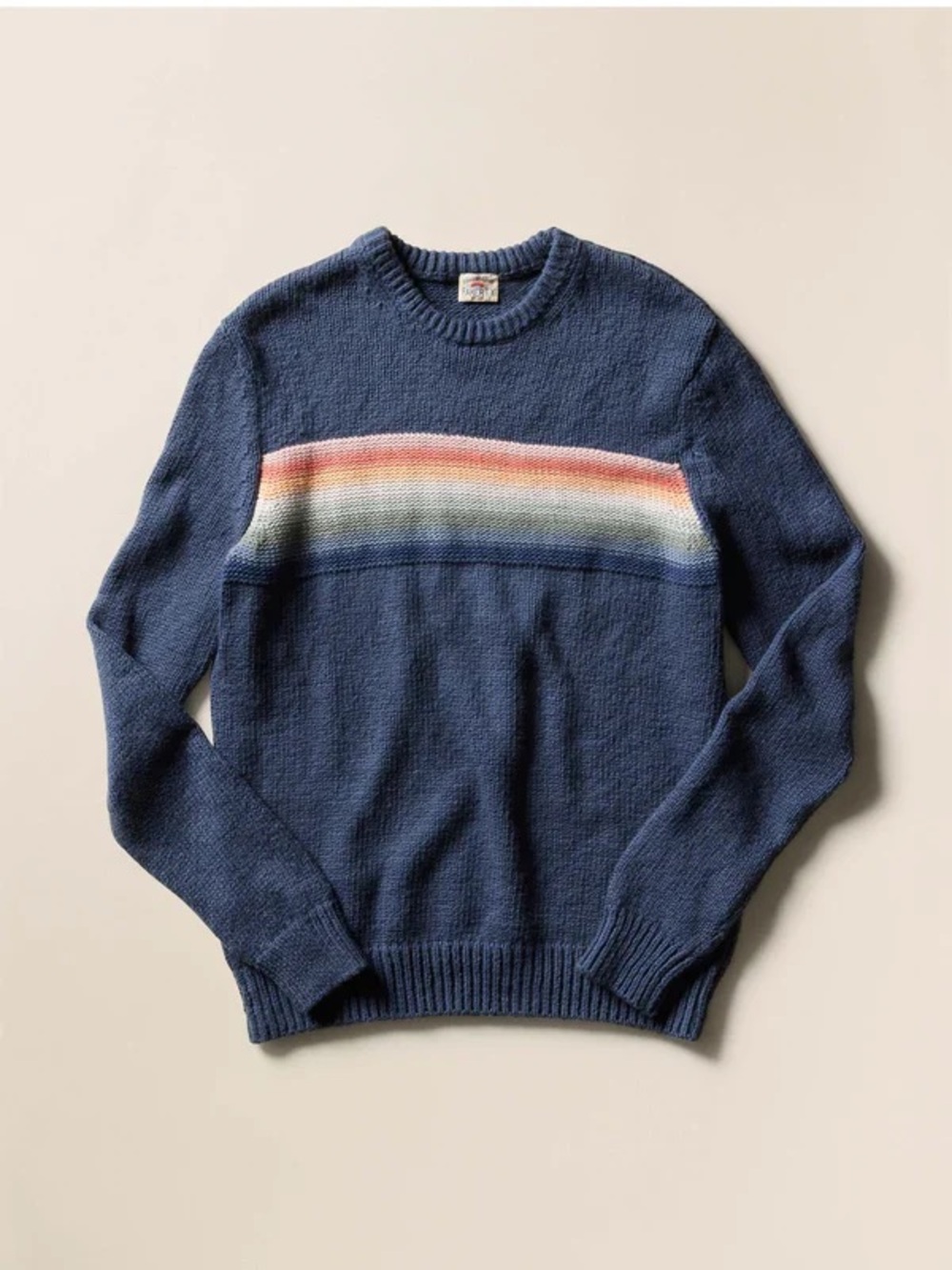 NWT Faherty Organic Cotton Cashmere Blend Stripe Heirloom Sweater XXL Navy